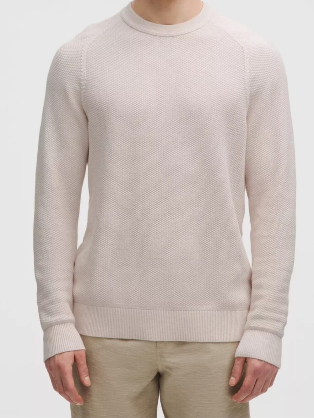 Lululemon Textured Knit Classic-Fit Crewneck Sweater Size Medium Heathered Ivory